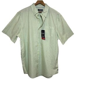Chaps Men’s Size L Short Sleeve Button Down Shirt Green Easy Care NWT